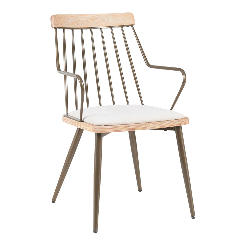 Πολυθρόνα Posse pakoworld μέταλλο μπρονζέ-white wash ξύλο-μπεζ ύφασμα 52x59x83εκ - Hippiehome.gr