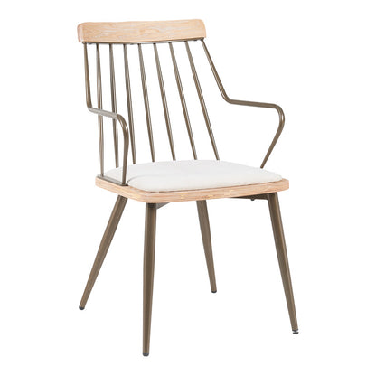 Πολυθρόνα Posse pakoworld μέταλλο μπρονζέ-white wash ξύλο-μπεζ ύφασμα 52x59x83εκ - Hippiehome.gr