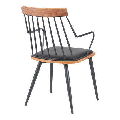 Πολυθρόνα Posse pakoworld μέταλλο μαύρο-καρυδί ξύλο-μαύρο pu 52x59x83εκ - Hippiehome.gr