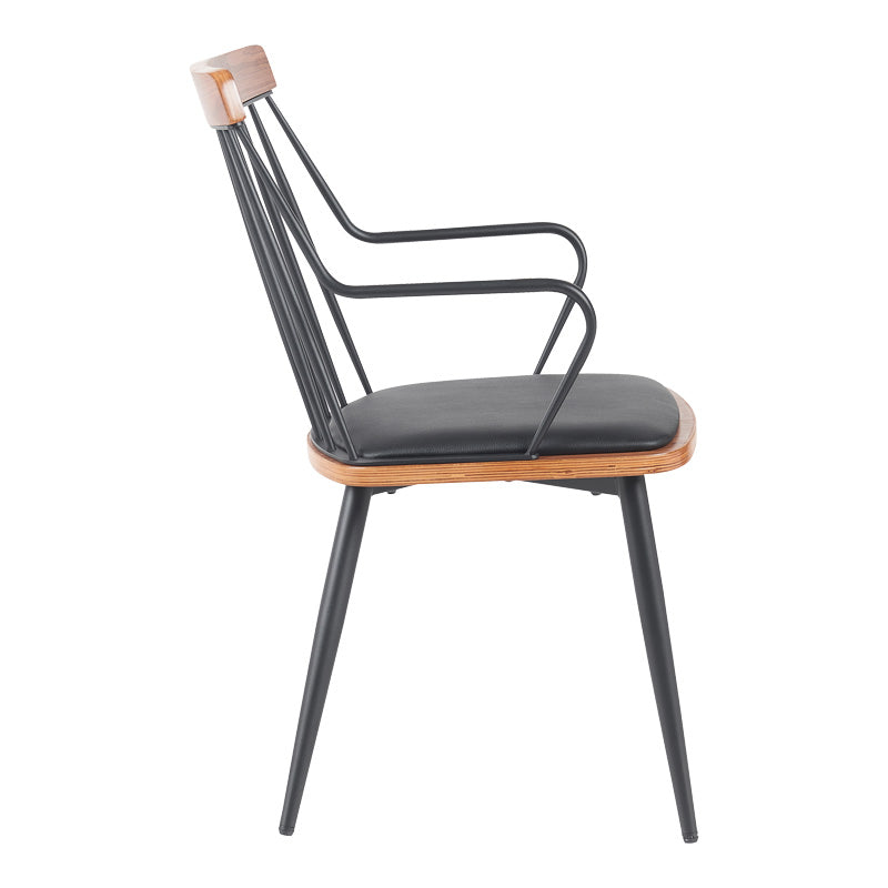 Πολυθρόνα Posse pakoworld μέταλλο μαύρο-καρυδί ξύλο-μαύρο pu 52x59x83εκ - Hippiehome.gr