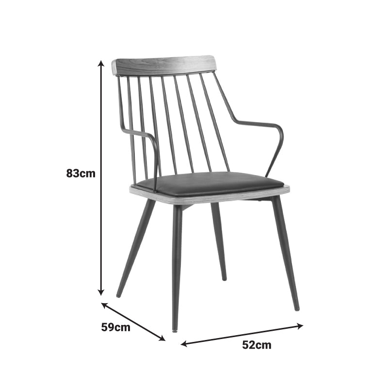 Πολυθρόνα Posse pakoworld μέταλλο μαύρο-καρυδί ξύλο-μαύρο pu 52x59x83εκ - Hippiehome.gr