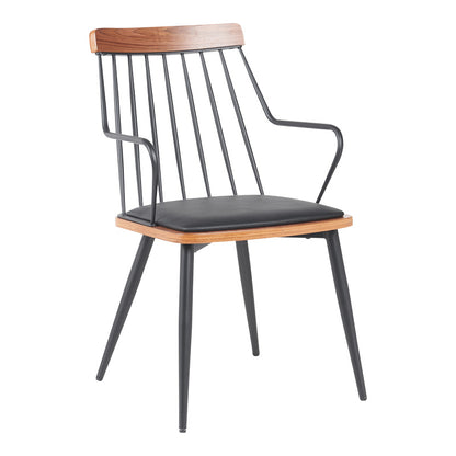 Πολυθρόνα Posse pakoworld μέταλλο μαύρο-καρυδί ξύλο-μαύρο pu 52x59x83εκ - Hippiehome.gr