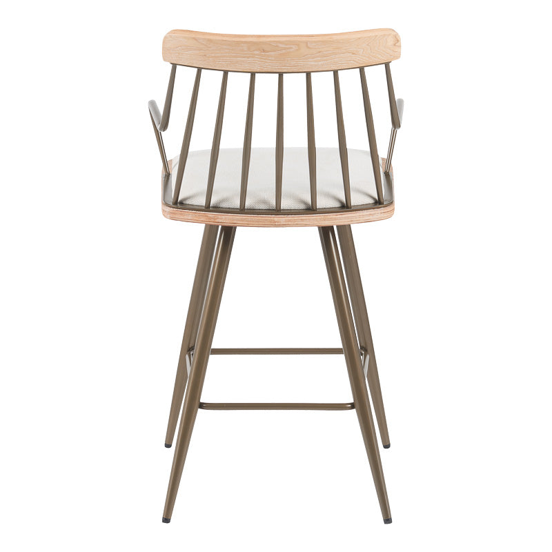 Σκαμπό μπαρ Posse pakoworld μέταλλο μπρονζε-white wash ξύλο-μπεζ ύφασμα 48x54x92.5εκ - Hippiehome.gr