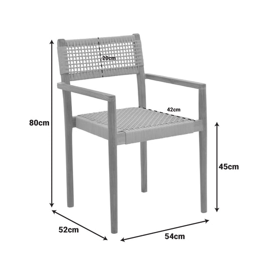 Πολυθρόνα Lengan pakoworld σκελετός teak ξύλο σε φυσική απόχρωση-μπεζ σχοινί 54x52x80εκ - Hippiehome.gr