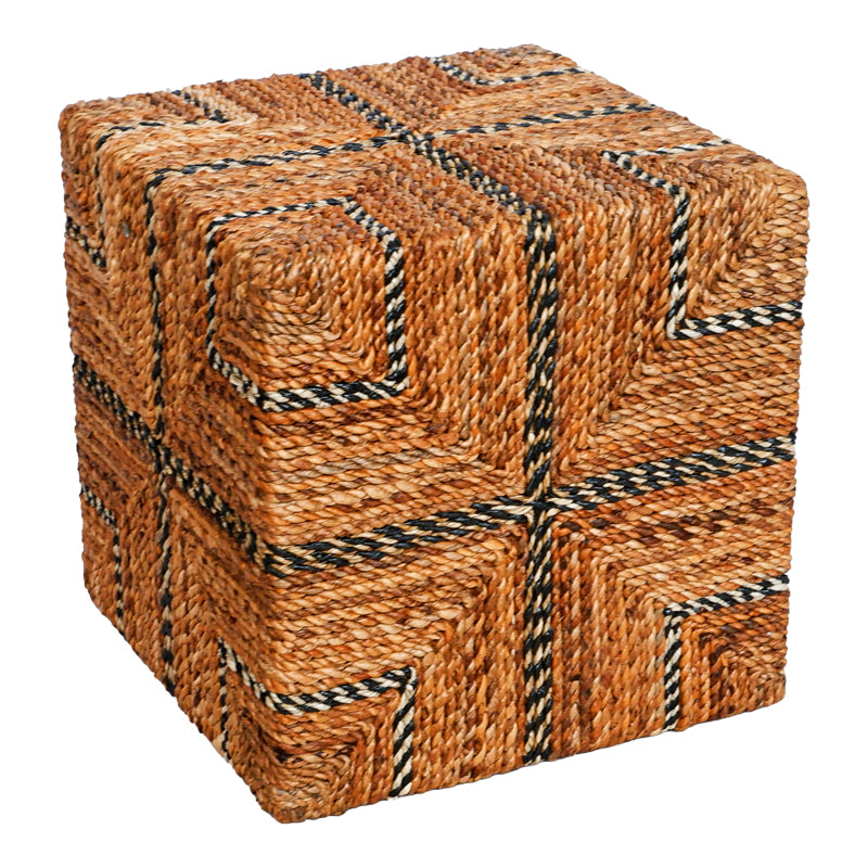 Lerkmon Inart wicker stool in natural shade 40x40x40cm