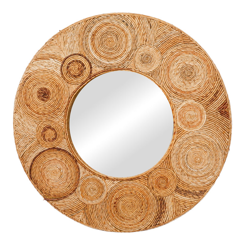 Klare Inart mirror banana wood in natural shade Φ80x5cm