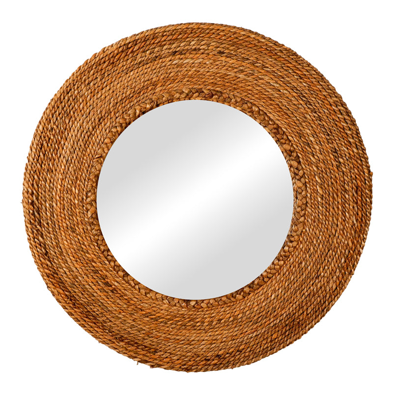 Mirror Encere Inart banana wood in natural shade Φ70x5cm