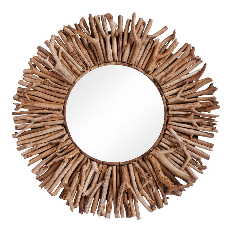 Grazzy Inart mirror arum-flotsam wood in a natural shade Φ70x8cm