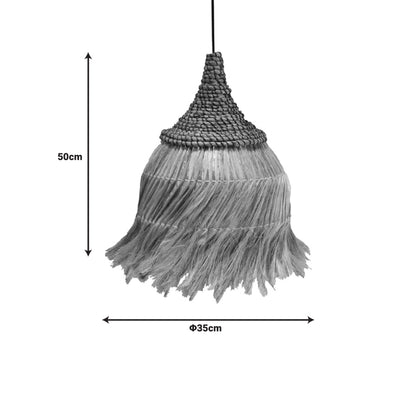 Φωτιστικό οροφής Arupade Inart abaca ξύλο σε φυσικό χρώμα Φ35x50εκ - Hippie Home 