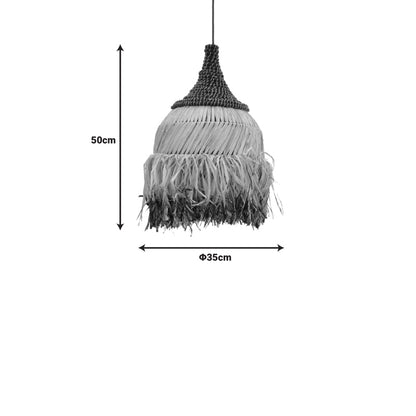 Kentel Inart sisal ceiling lamp in natural-black color Φ35x50cm