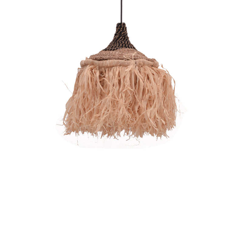 Sermene Inart sisal ceiling lamp in natural-black color Φ32x45cm