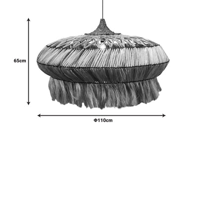 Φωτιστικό οροφής Merdone Inart abaca ξύλο σε φυσικό χρώμα Φ110x65εκ - Hippie Home 