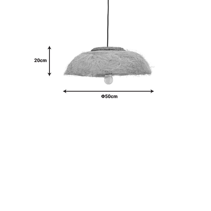 Φωτιστικό οροφής Pictere Inart abaca ξύλο σε φυσικό χρώμα Φ50x20εκ - Hippie Home 