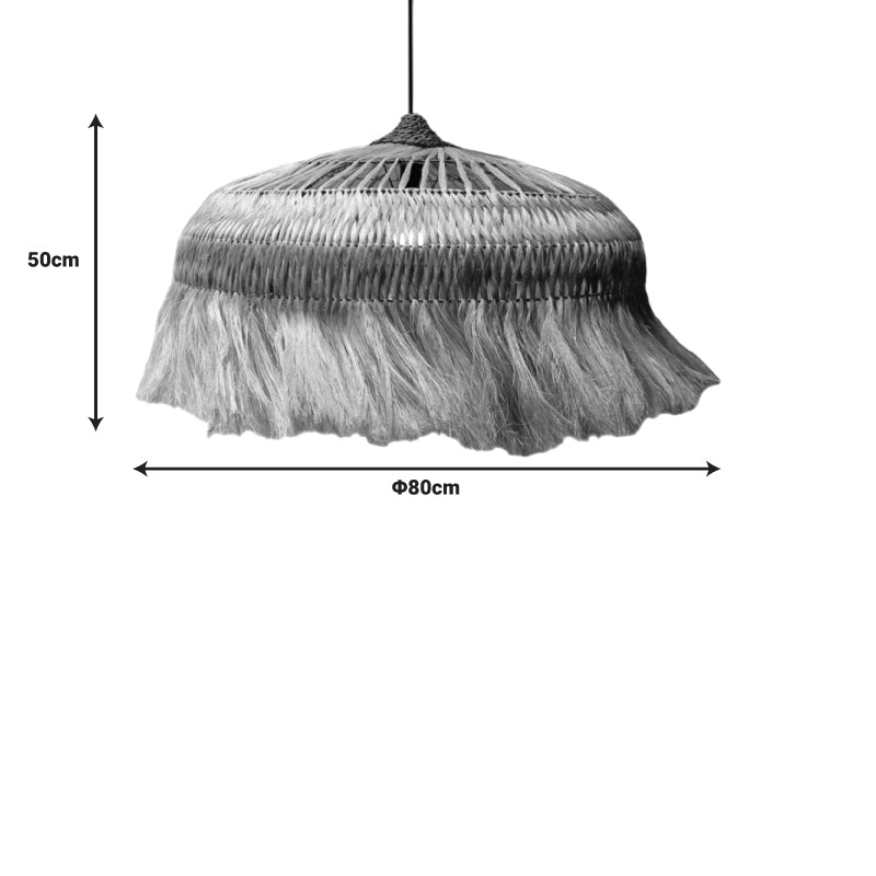 Φωτιστικό οροφής Garrie Inart abaca σε φυσικό χρώμα Φ80x50εκ - Hippie Home 