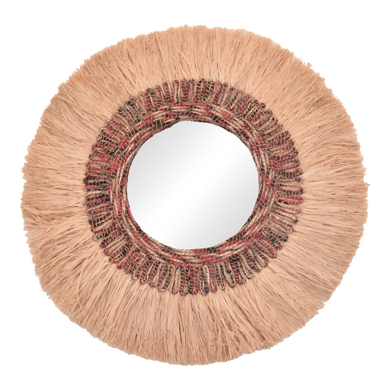 Καθρέπτης Paranome Inart sisal και abaca σε φυσικό χρώμα Φ115x4εκ - Hippie Home 