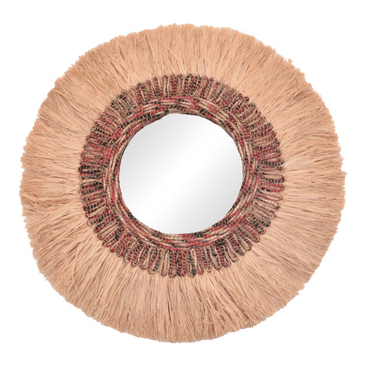 Καθρέπτης Paranome Inart sisal και abaca σε φυσικό χρώμα Φ115x4εκ - Hippie Home 