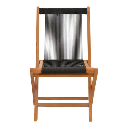 Καρέκλα Banou pakoworld πτυσσόμενη teak ξύλο και pe σχοινί σε μαύρη απόχρωση 52.5x56x89εκ - Hippiehome.gr