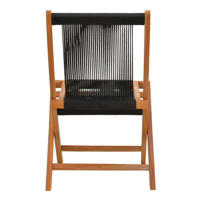 Καρέκλα Banou pakoworld πτυσσόμενη teak ξύλο και pe σχοινί σε μαύρη απόχρωση 52.5x56x89εκ - Hippiehome.gr
