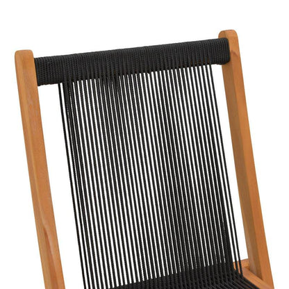 Καρέκλα Banou pakoworld πτυσσόμενη teak ξύλο και pe σχοινί σε μαύρη απόχρωση 52.5x56x89εκ - Hippiehome.gr