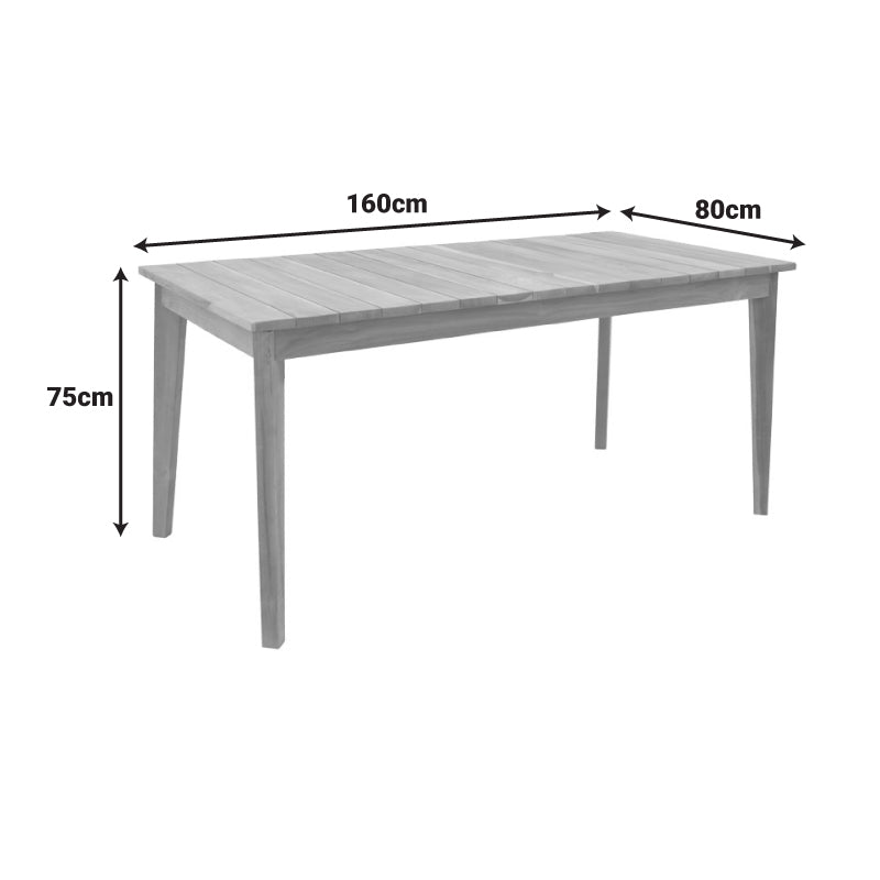 Τραπέζι Ory pakoworld teak ξύλο σε φυσική απόχρωση 160x80x75εκ - Hippiehome.gr