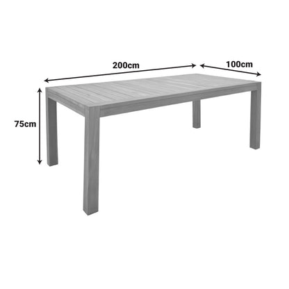 Τραπέζι Vocaly pakoworld teak ξύλο σε φυσική απόχρωση 200x100x75εκ - Hippiehome.gr