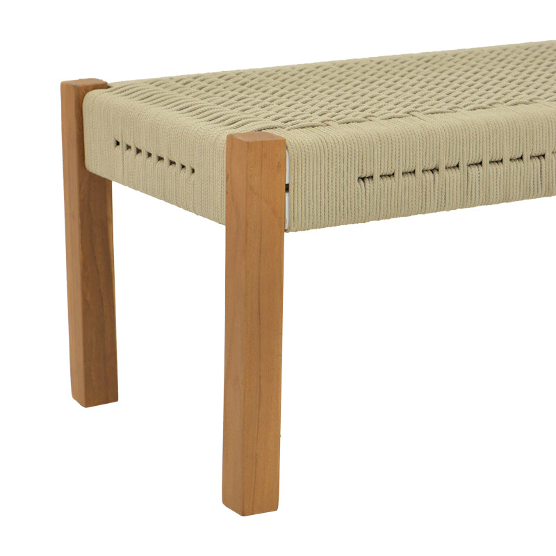 Παγκάκι Uma pakoworld teak ξύλο και pe σχοινί σε φυσική απόχρωση 150x45x40εκ - Hippiehome.gr