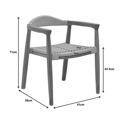 Πολυθρόνα Ganny pakoworld teak ξύλο και pe σχοινί σε φυσική απόχρωση 61x58x71εκ - Hippiehome.gr
