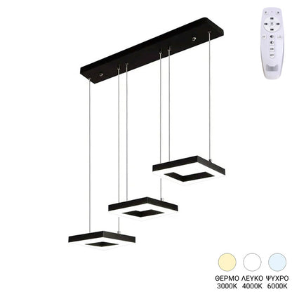 Φωτιστικό οροφής τρίφωτο Benor pakoworld led μέταλλο μαύρο 70x20x15εκ - Hippiehome.gr