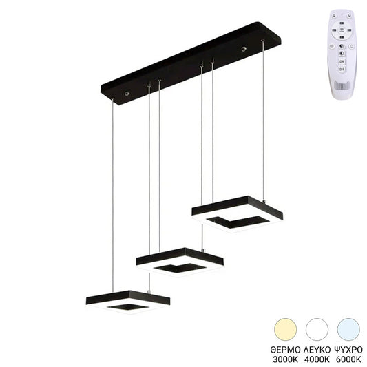 Φωτιστικό οροφής τρίφωτο Benor pakoworld led μέταλλο μαύρο 70x20x15εκ - Hippiehome.gr