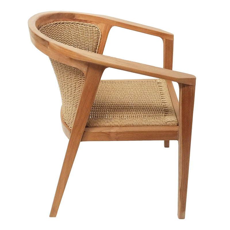 Πολυθρόνα Granny pakoworld teak wood και συνθετικό σχοινί σε φυσική απόχρωση 60x60x82εκ - Hippiehome.gr