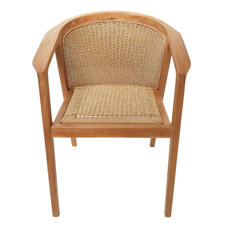 Πολυθρόνα Granny pakoworld teak wood και συνθετικό σχοινί σε φυσική απόχρωση 60x60x82εκ - Hippiehome.gr