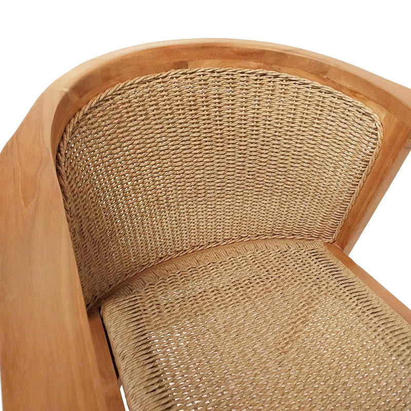 Πολυθρόνα Granny pakoworld teak wood και συνθετικό σχοινί σε φυσική απόχρωση 60x60x82εκ - Hippiehome.gr
