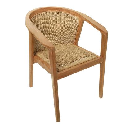 Πολυθρόνα Granny pakoworld teak wood και συνθετικό σχοινί σε φυσική απόχρωση 60x60x82εκ - Hippiehome.gr