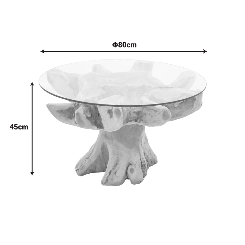 Τραπέζι σαλονιού Benzou Inart teak ξύλο σε φυσική απόχρωση Φ80x45εκ - Hippiehome.gr