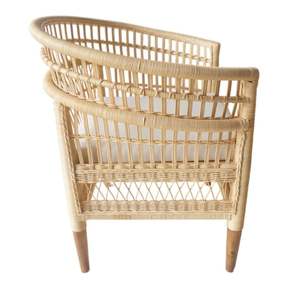 Πολυθρόνα Necorian paakoworld teak ξύλο με pe rattan σε φυσική απόχρωση και λευκό μαξιλάρι 80x70x87εκ - Hippiehome.gr
