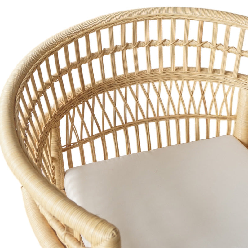 Πολυθρόνα Necorian paakoworld teak ξύλο με pe rattan σε φυσική απόχρωση και λευκό μαξιλάρι 80x70x87εκ - Hippiehome.gr