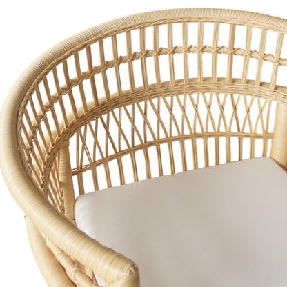 Πολυθρόνα Necorian paakoworld teak ξύλο με pe rattan σε φυσική απόχρωση και λευκό μαξιλάρι 80x70x87εκ - Hippiehome.gr