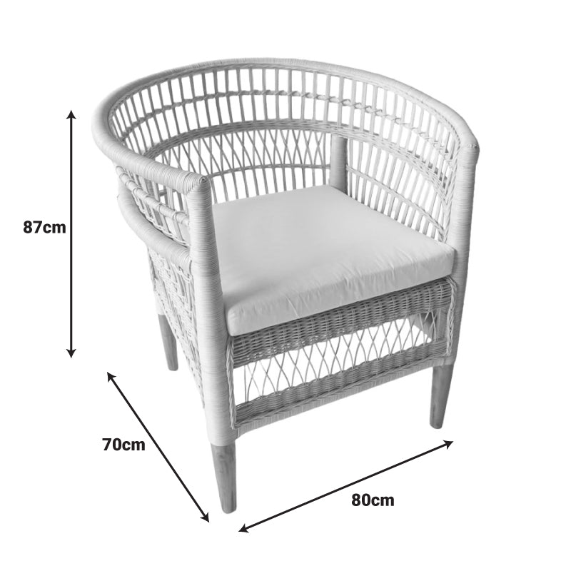 Πολυθρόνα Necorian paakoworld teak ξύλο με pe rattan σε φυσική απόχρωση και λευκό μαξιλάρι 80x70x87εκ - Hippiehome.gr