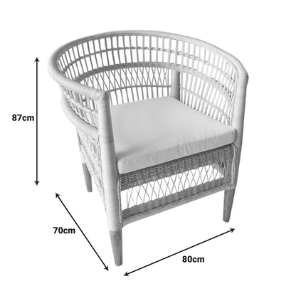 Πολυθρόνα Necorian paakoworld teak ξύλο με pe rattan σε φυσική απόχρωση και λευκό μαξιλάρι 80x70x87εκ - Hippiehome.gr