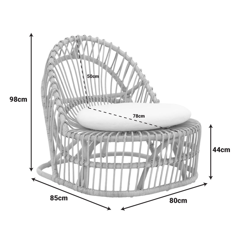 Πολυθρόνα Tromso paakoworld pe rattan σε φυσική απόχρωση με εκρού χρώμα μαξιλάρι 80x85x98εκ - Hippiehome.gr
