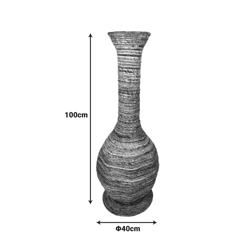 Διακοσμητικό βάζο Strail Inart banana rope σε φυσική απόχρωση Φ40x100εκ - Hippiehome.gr
