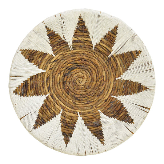 Διακοσμητικό τοίχου Circy Inart σετ 3 τεμ ψάθα σε λευκή-μπεζ απόχρωση - Hippiehome.gr