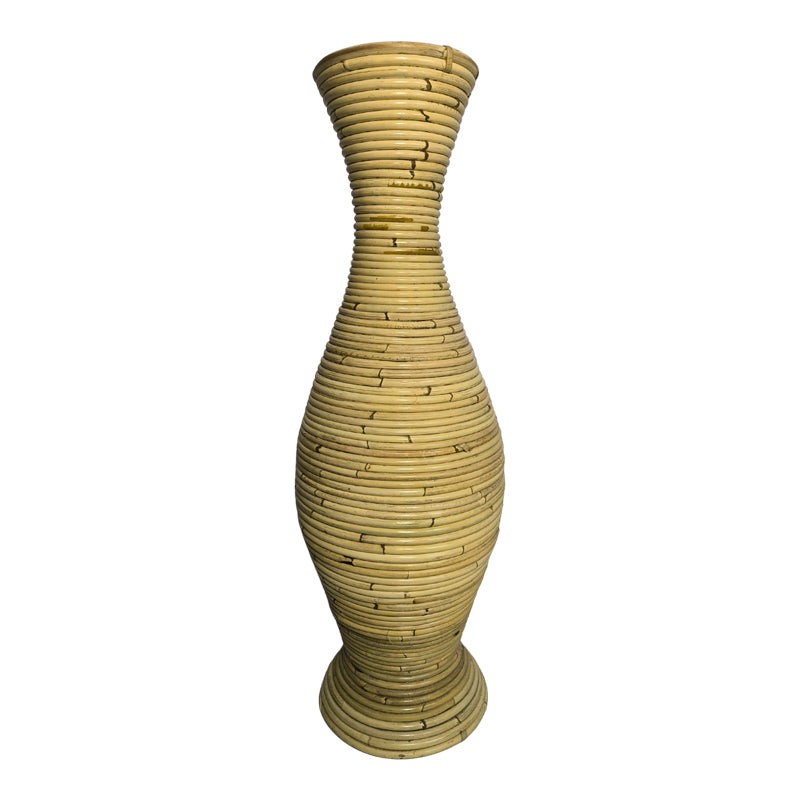 Βάζο Virnia Inart pe rattan σε φυσική απόχρωση Φ40x70εκ - Hippiehome.gr