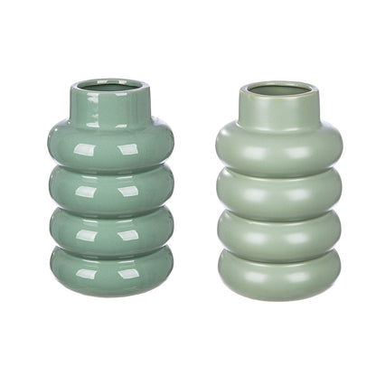 Βάζο "Rim" Κεραμικό Πράσινο PU Pcs. Assorted H. 24 cm D. 15 cm - Hippiehome.gr