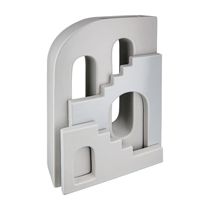 Βάζο Σπίτι "Faccia" Σπίτι Motif Staircase Κεραμικό Γκρι PU 18x8x30cm - Hippiehome.gr