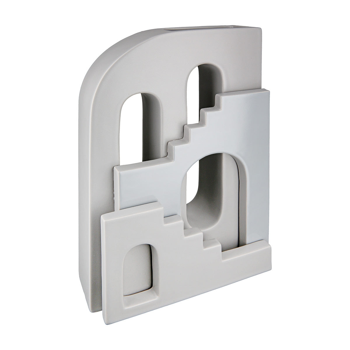 Βάζο Σπίτι "Faccia" Σπίτι Motif Staircase Κεραμικό Γκρι PU 18x8x30cm - Hippiehome.gr