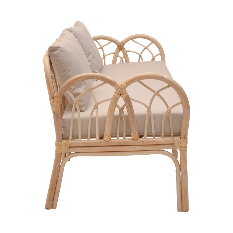 Καναπές διθέσιος Ytrone pakoworld rattan σε φυσική απόχρωση με μπεζ μαξιλάρι 166x61.5x71εκ - Hippiehome.gr