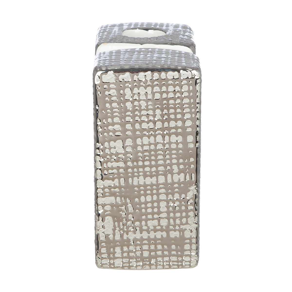 Κηροπήγιο "Boston" Κεραμικό Ασημί Λευκό 115X6X125Cm 115X6X125Cm - Hippiehome.gr