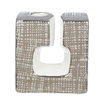 Κηροπήγιο "Boston" Κεραμικό Ασημί Λευκό 115X6X125Cm 115X6X125Cm - Hippiehome.gr