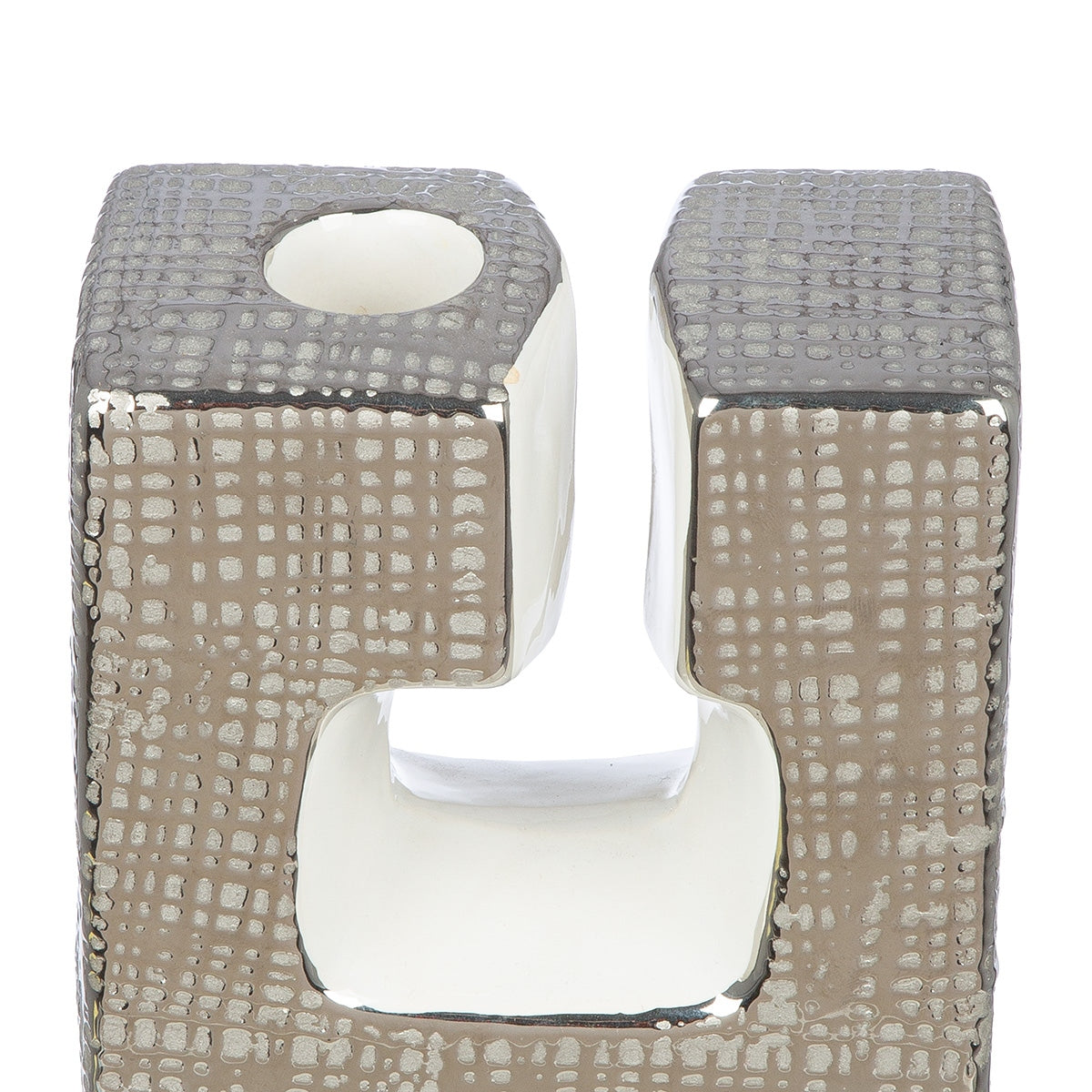 Κηροπήγιο "Boston" Κεραμικό Ασημί Λευκό 115X6X125Cm 115X6X125Cm - Hippiehome.gr